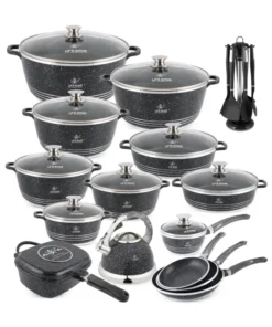 Anniversary Celebration while stocks last:31 Pcs Non Stick Granite Kitchen Cooking Set with Tools